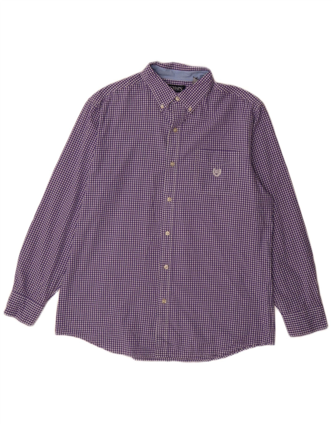 Chaps Herren-Hemd, pflegeleicht, groß, violett, Gingham-Baumwolle