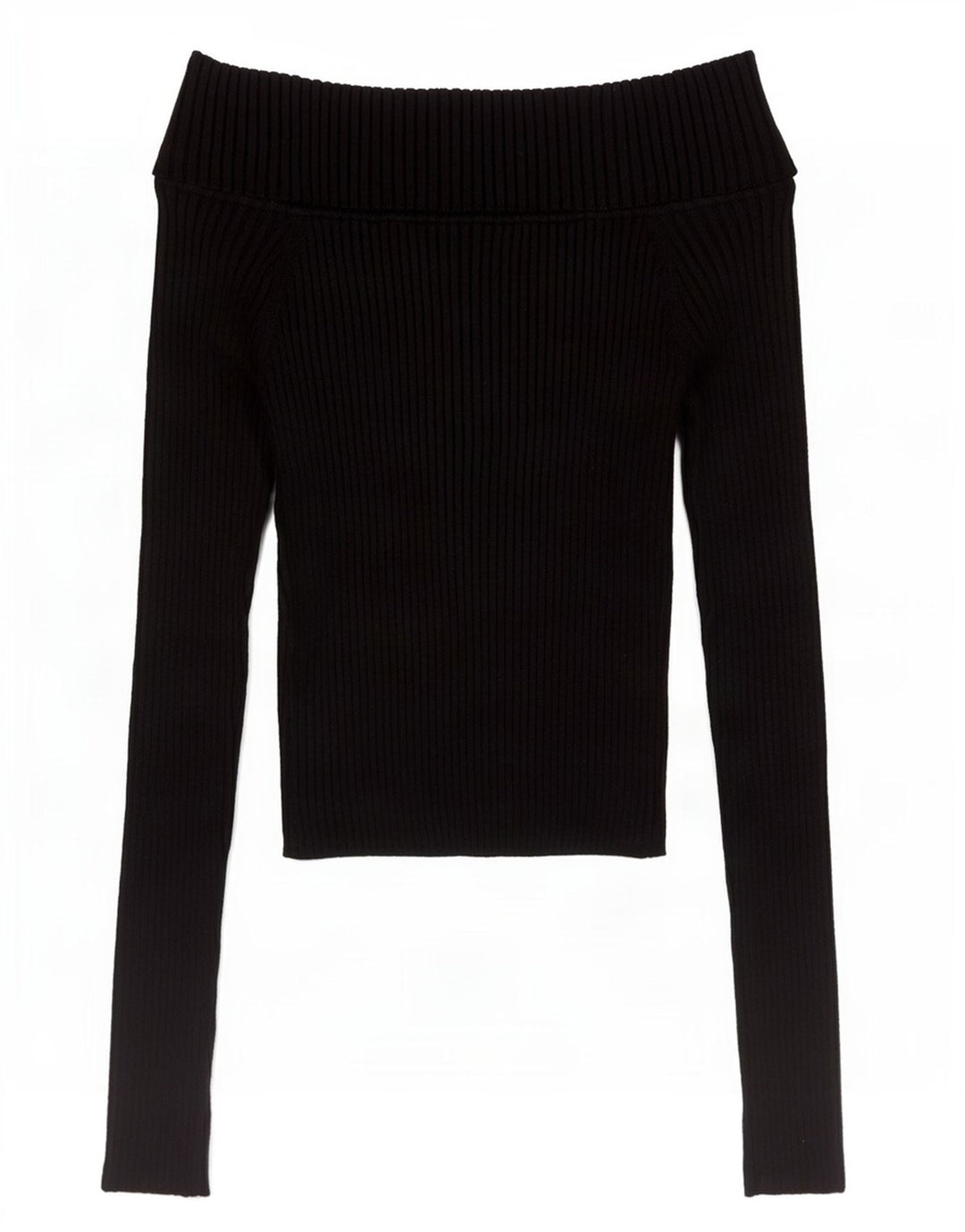 Zara Damen Crop Long Sleeve Off Shoulder Top UK 8 Small Schwarz