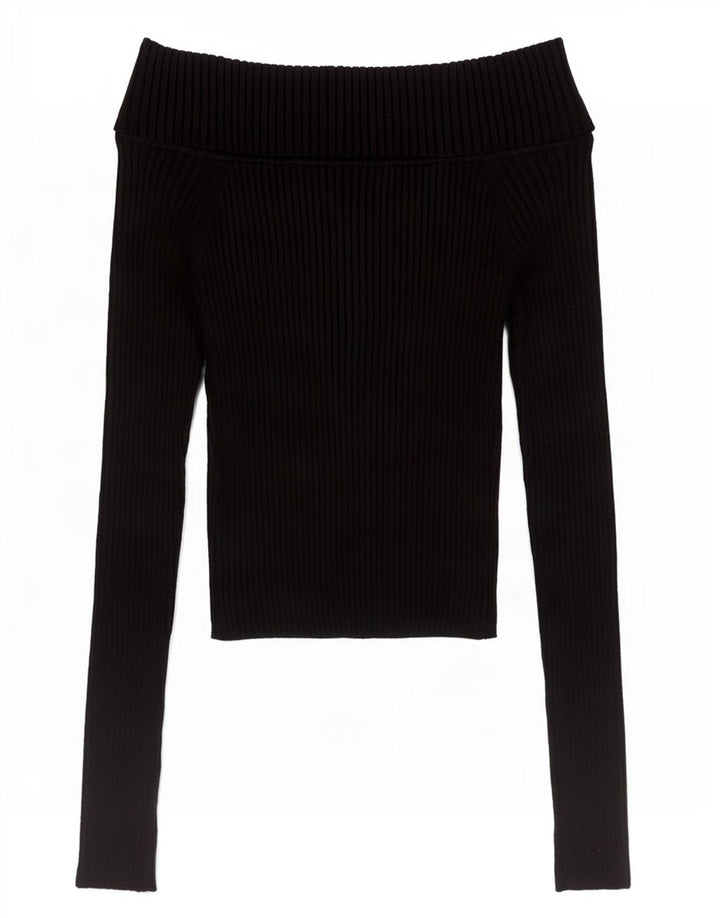 Zara Damen Crop Long Sleeve Off Shoulder Top UK 8 Small Schwarz