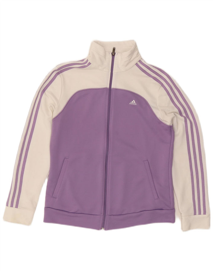ADIDAS Damen-Trainingsanzug-Top-Jacke UK 12/14 Mittellila Farbblock