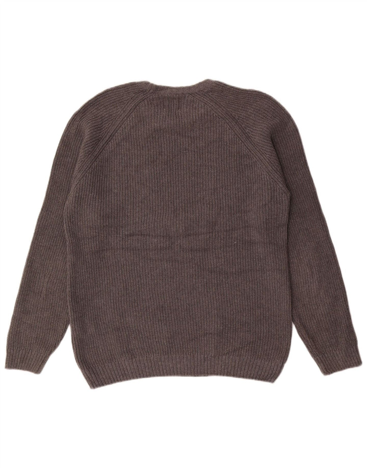 Zara Herren-Pullover mit Rundhalsausschnitt, mittelgraue Baumwolle