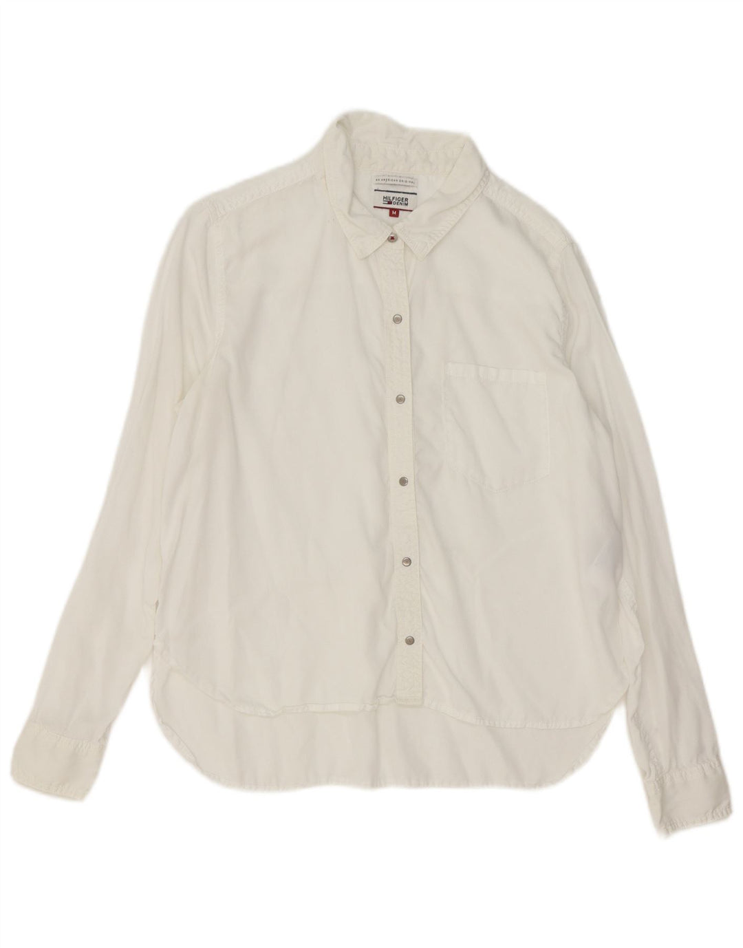 Tommy Hilfiger Damen-Hemd UK 14 Mittelweißes Lyocell