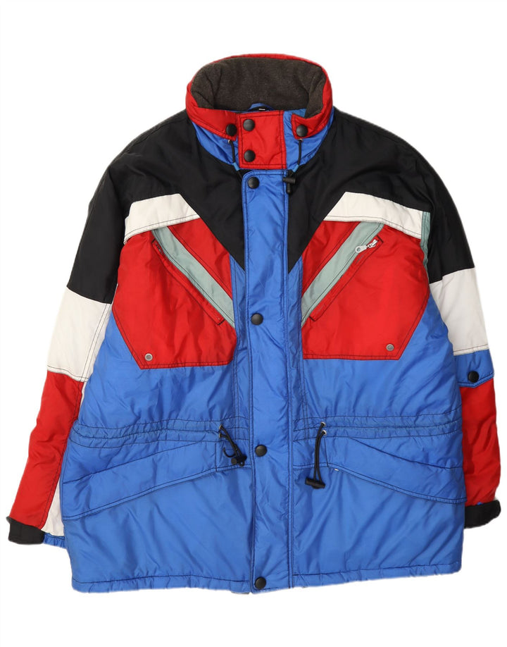 Crane Herren-Skijacke XL, blaues Colourblock-Polyamid