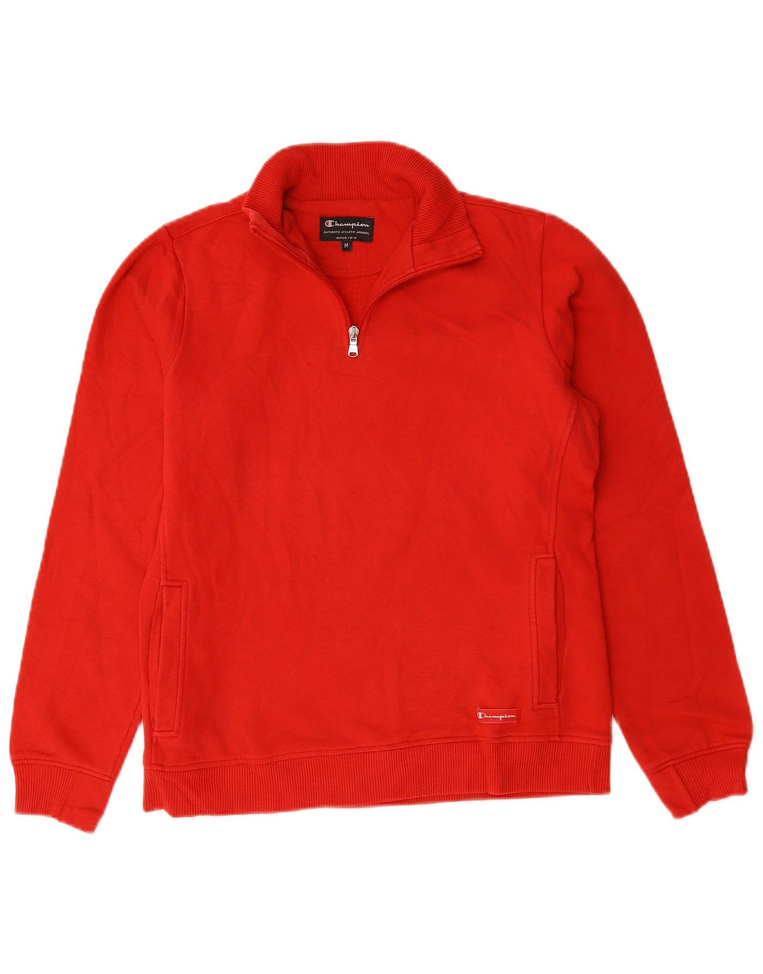 Champion Herren-Sweatshirt mit Reißverschluss am Hals, mittelrote Baumwolle