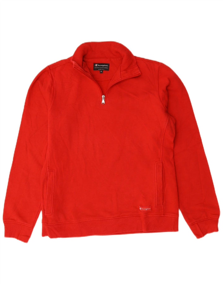 Champion Herren-Sweatshirt mit Reißverschluss am Hals, mittelrote Baumwolle