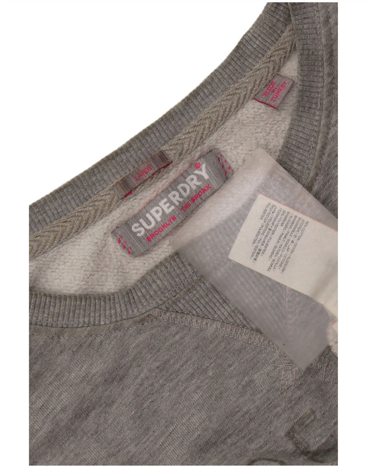 Superdry Damen-Sweatshirt mit Grafik, übergroß, Größe 40, Grau, Baumwolle