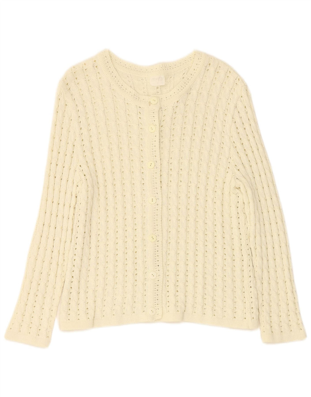 VINTAGE Womens Cardigan Sweater UK 12 Medium Off White