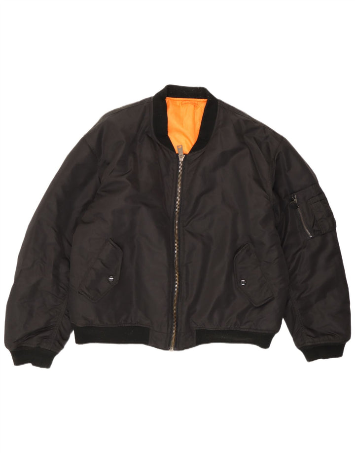 Vintage Herren Bomberjacke IT 52/54 XL Schwarz Nylon