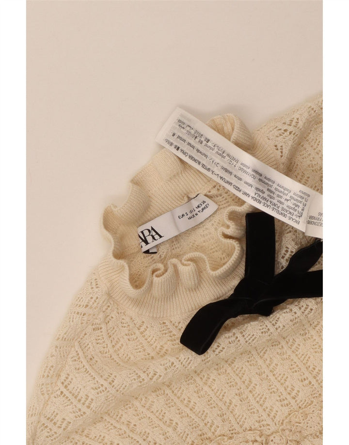 Zara Damen-Pullover mit Rollkragen, durchsichtig, Gr. 8, Off-White