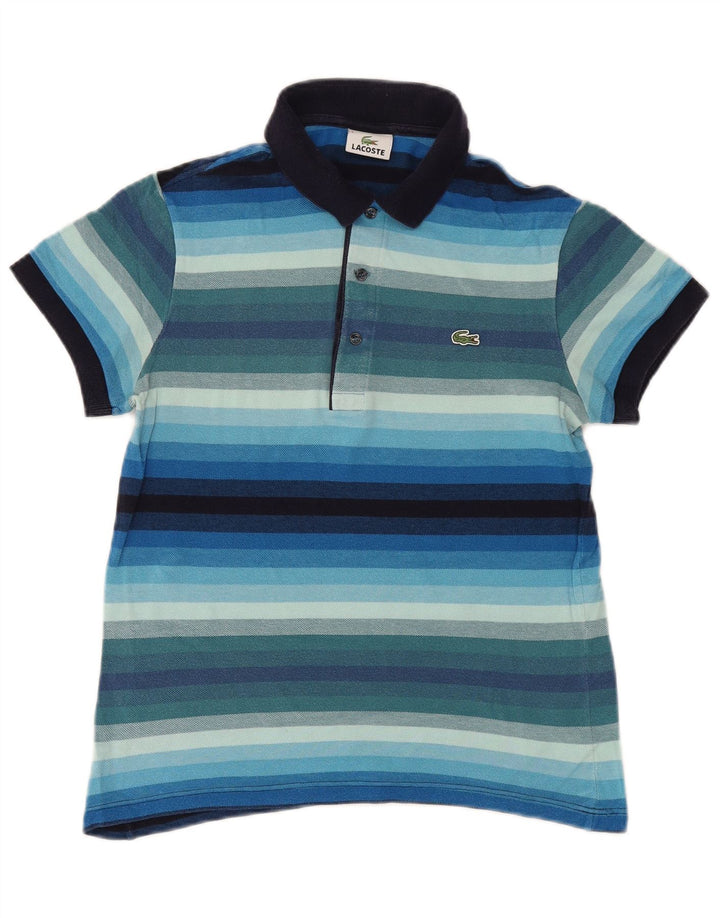 Lacoste Herren-Poloshirt, Größe 3, klein, blau gestreift, Baumwolle