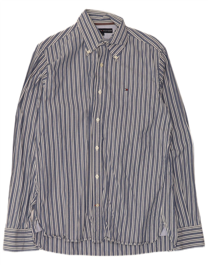 TOMMY HILFIGER Herrenhemd, klein, blau gestreift, Baumwolle