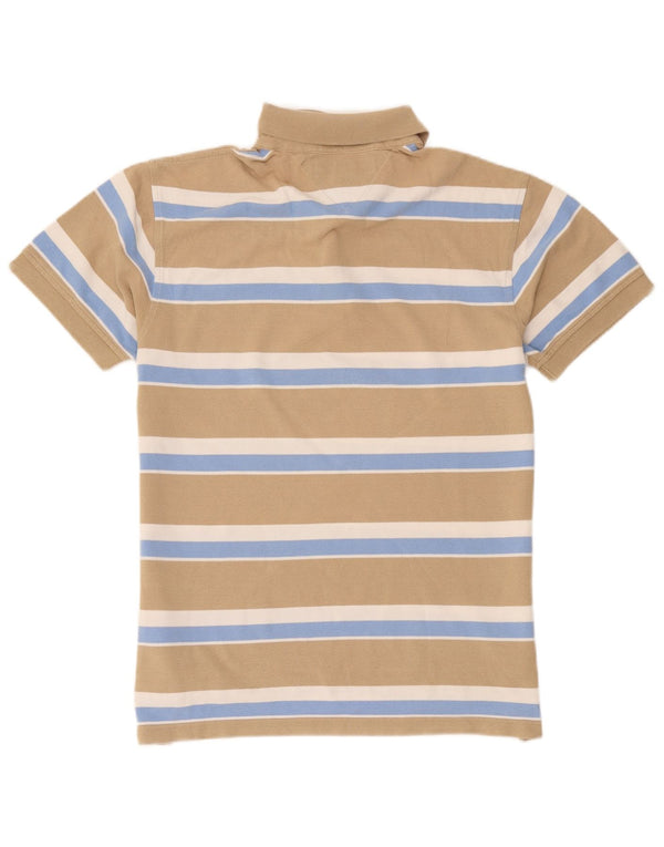 Tommy Hilfiger Herren-Poloshirt, klein, beige, gestreift, Baumwolle