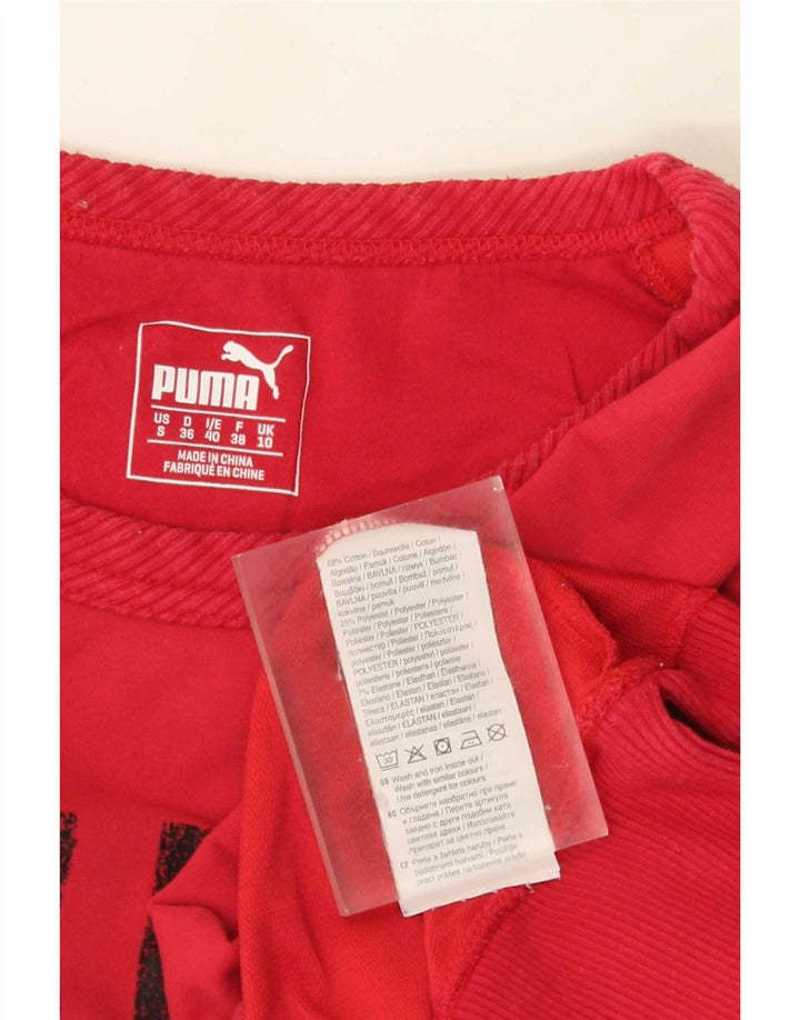 Puma Womens Graphic Sweatshirt Pullover UK 10 Small Rote Baumwolle