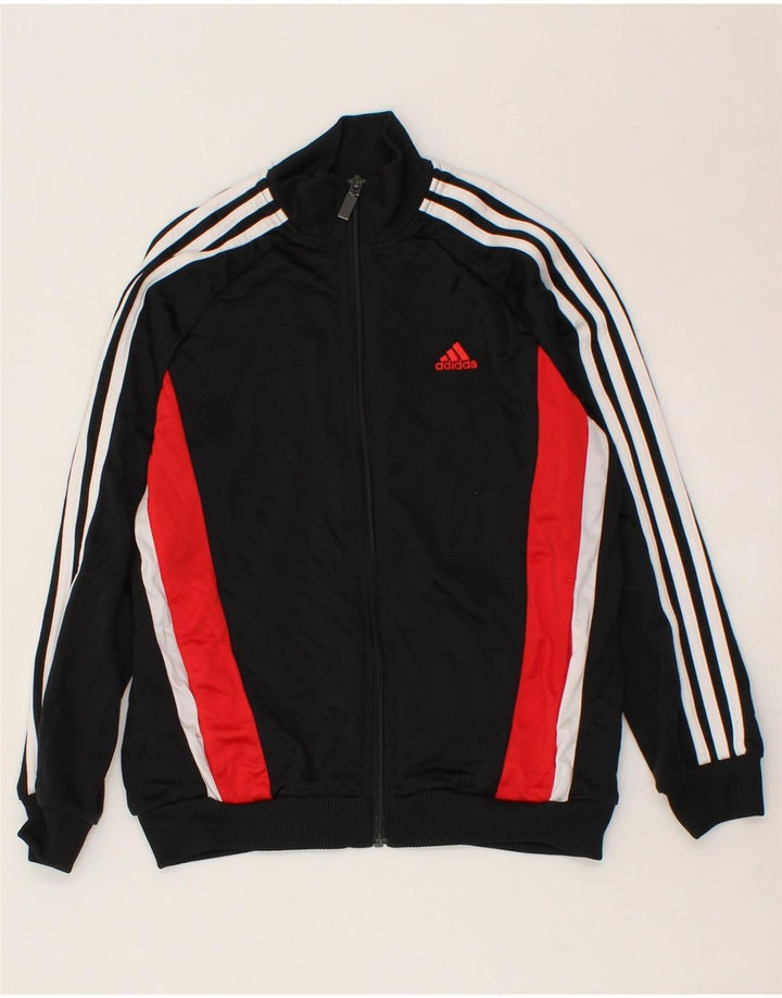 ADIDAS Boys Tracksuit Top Jacket 11-12 Years Black Colourblock Polyester Vintage Adidas and Second-Hand Adidas from Messina Hembry 