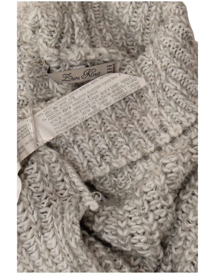 Zara Damen-Pullover mit Rollkragen, übergroß, Gr. 14, Mittelgrau meliert