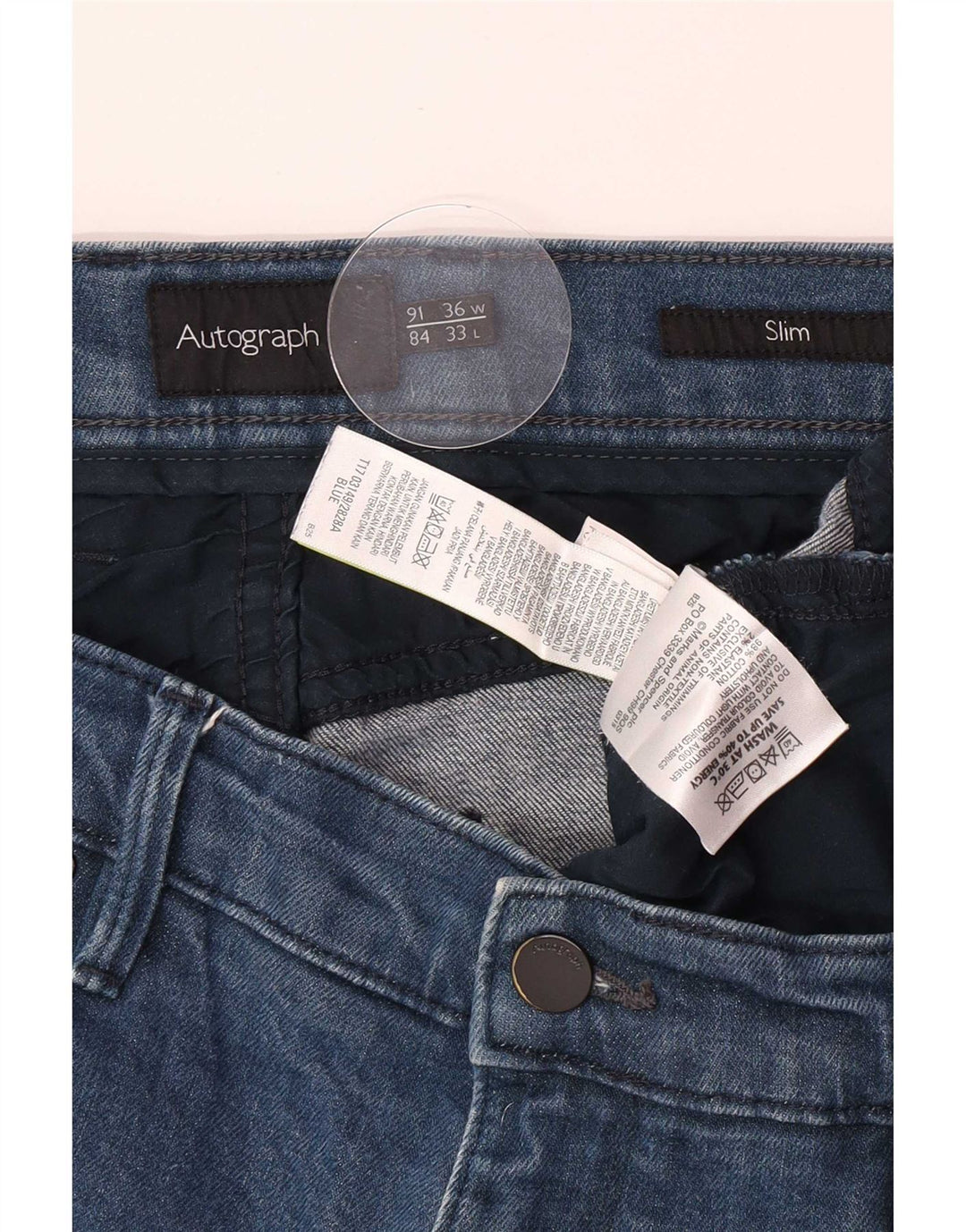 Marks & Spencer Herren Autograph Slim Jeans W36 L30 Blaue Baumwolle