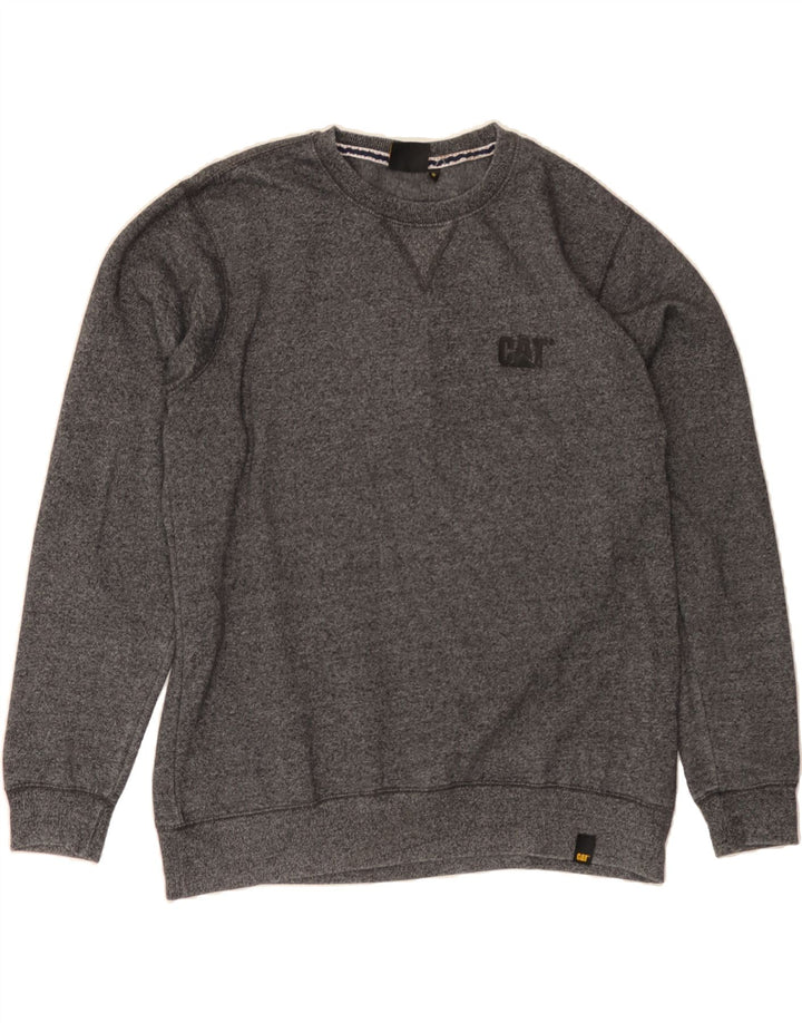 CATERPILLAR Mens Sweatshirt Jumper Medium Grey Flecked Polyester Vintage Caterpillar and Second-Hand Caterpillar from Messina Hembry 