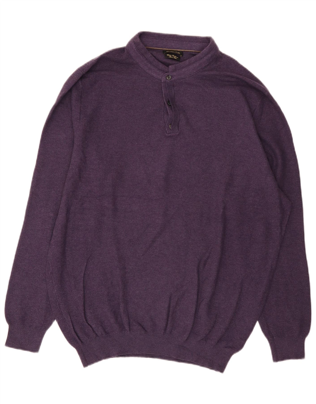 Massimo Dutti Herren-Pullover mit Knopfkragen, 2XL, lila Baumwolle