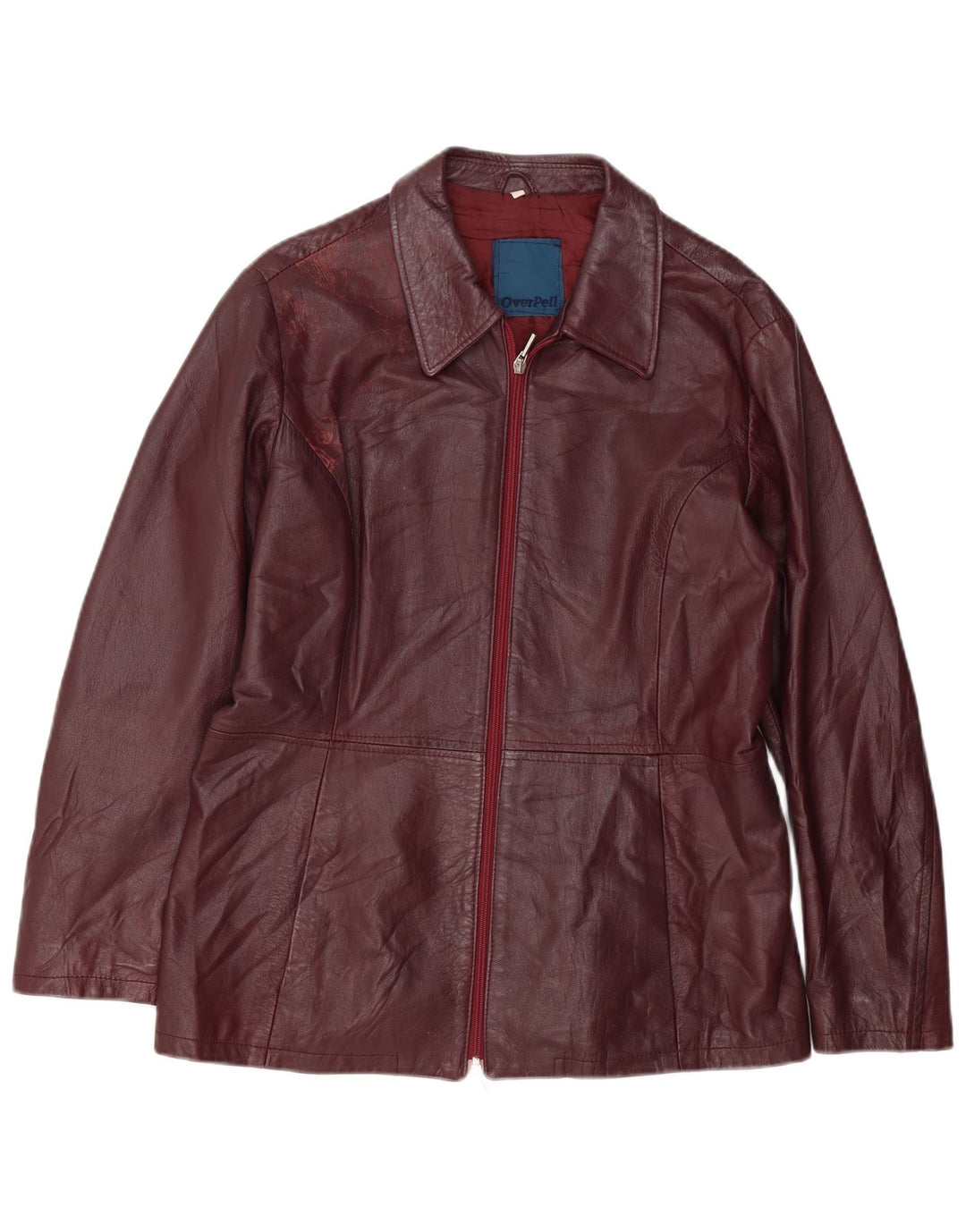 Vintage Damen Lederjacke UK 18 XL Burgunder Leder