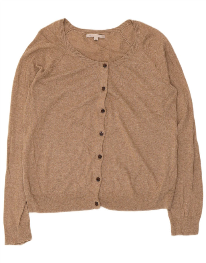 Gap Damen-Cardigan-Pullover UK 12 Mittelbraune Baumwolle