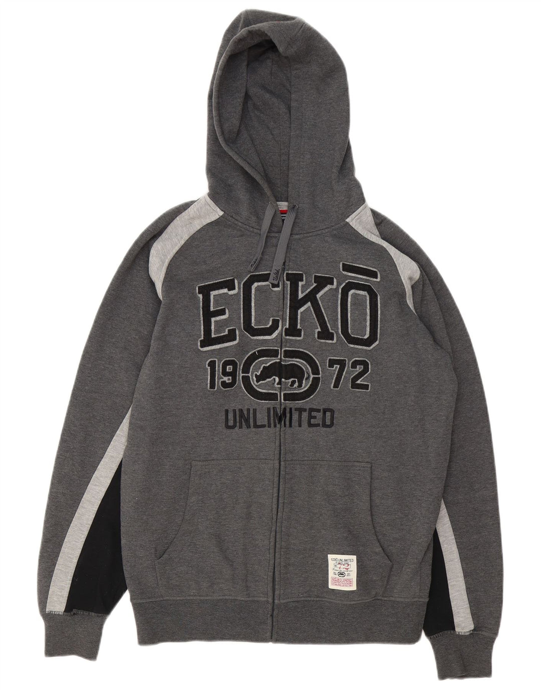 Ecko Unltd Herren-Kapuzenpullover mit grafischem Reißverschluss, mittelgraues Polyester