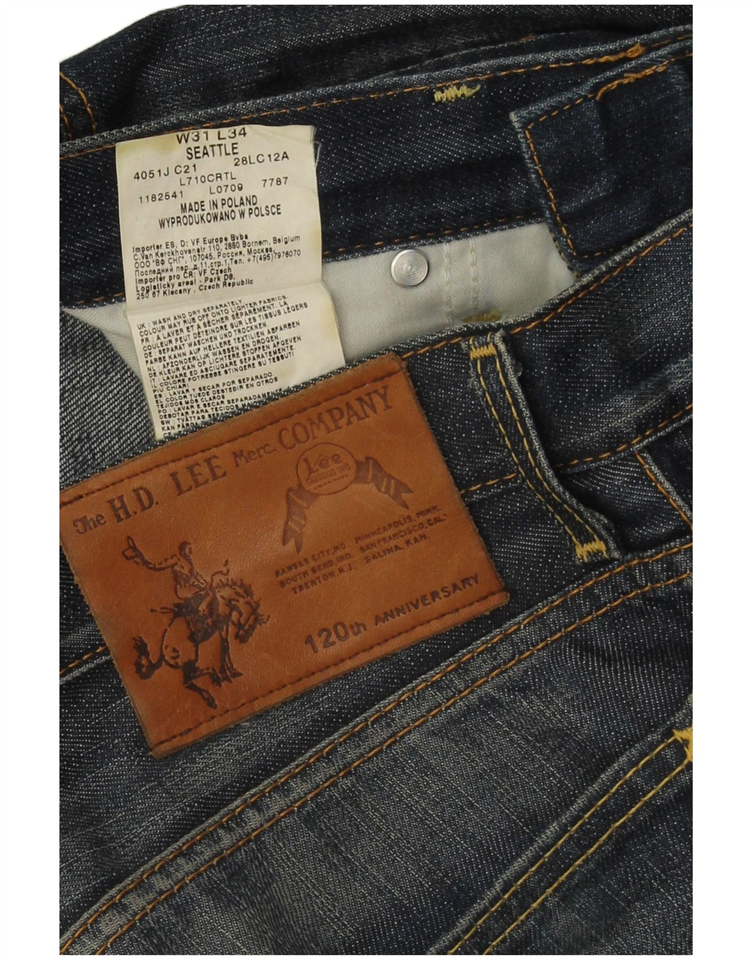 Lee Herren Seattle Straight Jeans W31 L30 Blaue Baumwolle