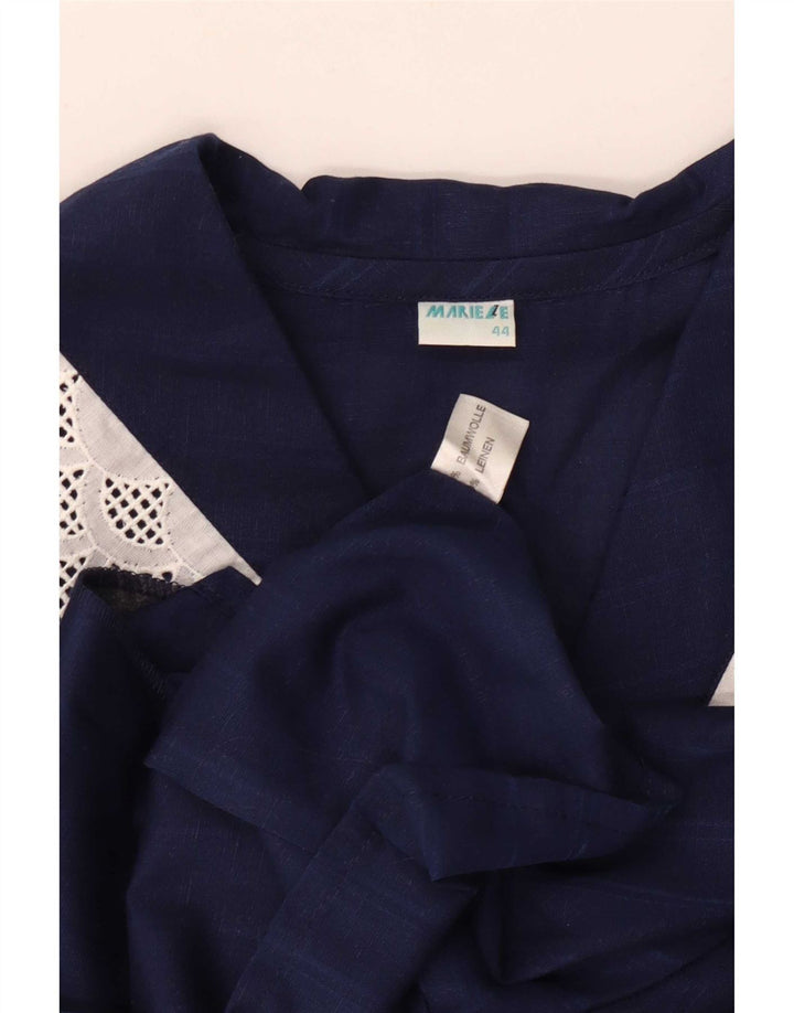 Vintage Damen Hemdbluse IT 44 Medium Marineblau gestreift