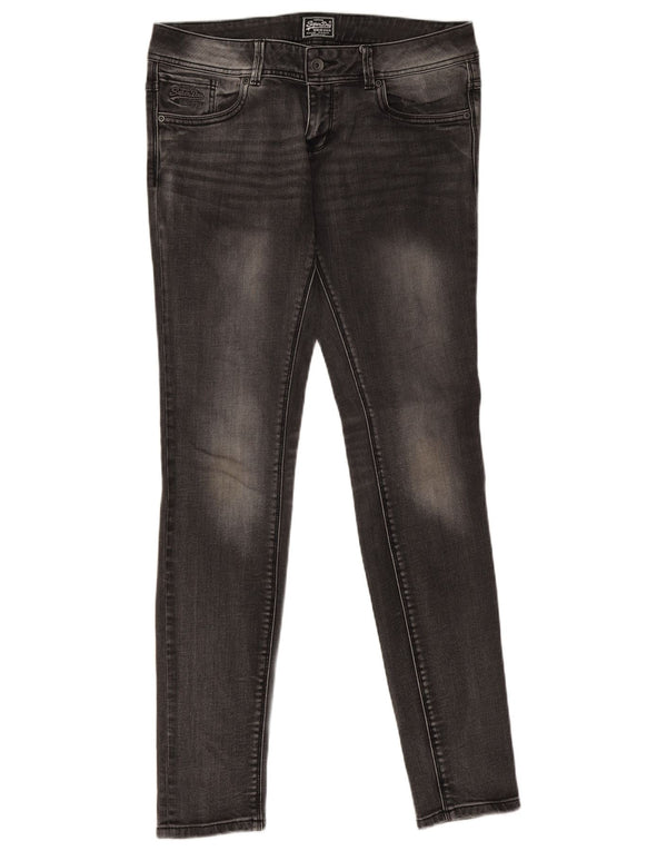 Superdry Damen-Jeans mit niedriger Taille, Röhrenjeans, W30, L32, graue Baumwolle