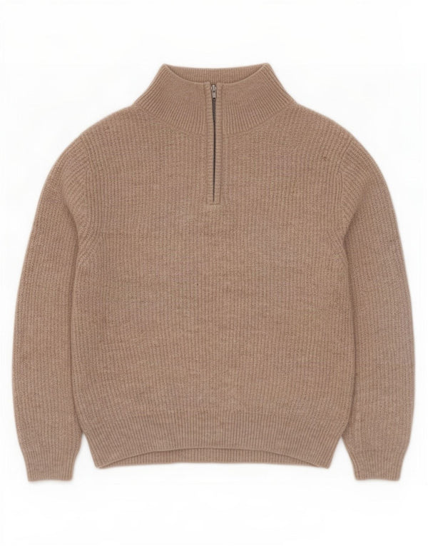 Zara Mädchen-Pullover mit Reißverschluss am Hals, 9–10 Jahre, beige Acryl