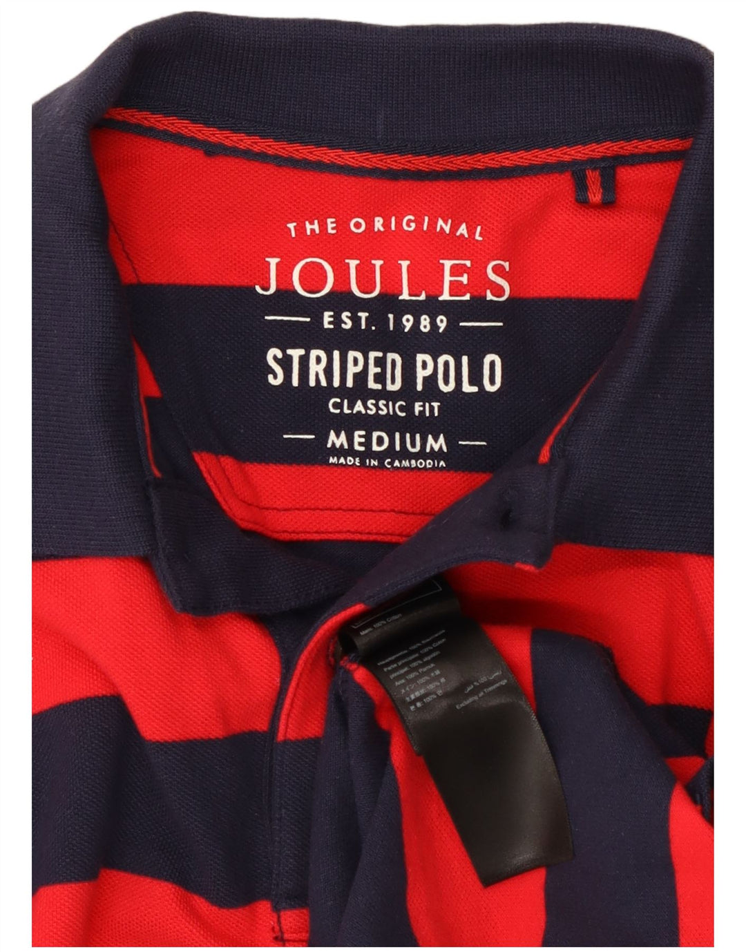 Joules Herren-Poloshirt mit klassischer Passform, mittelrot, gestreift, Baumwolle