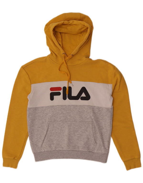 Fila Womens Graphic Hoodie Pullover UK 6 XS Mehrfarbiger Farbblock