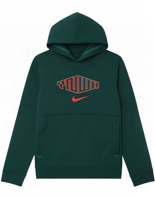 Nike Jungen-Pullover mit grafischem Kapuzenpullover, 10–11 Jahre, mittelgrüne Baumwolle