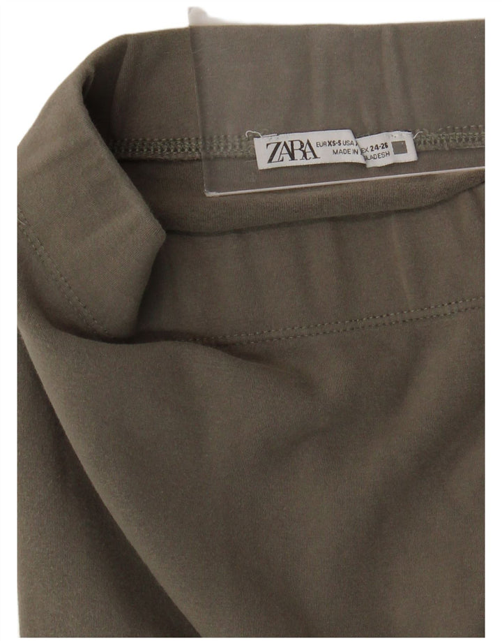 Zara Damen Leggings UK 4 XS Khaki