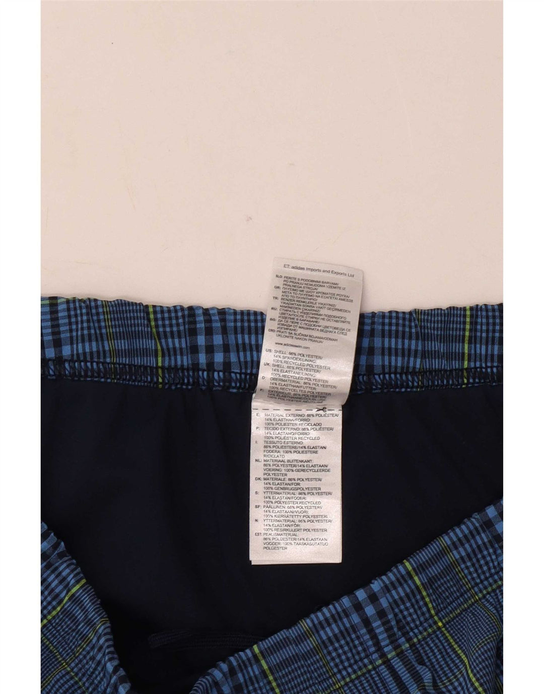 Adidas Herren Badeshorts XL Marineblau kariert Polyester