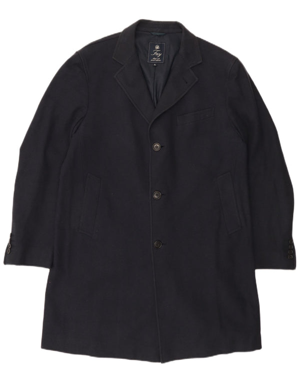 FAY Damenmantel UK 18 XL Marineblaue Herringbone-Baumwolle