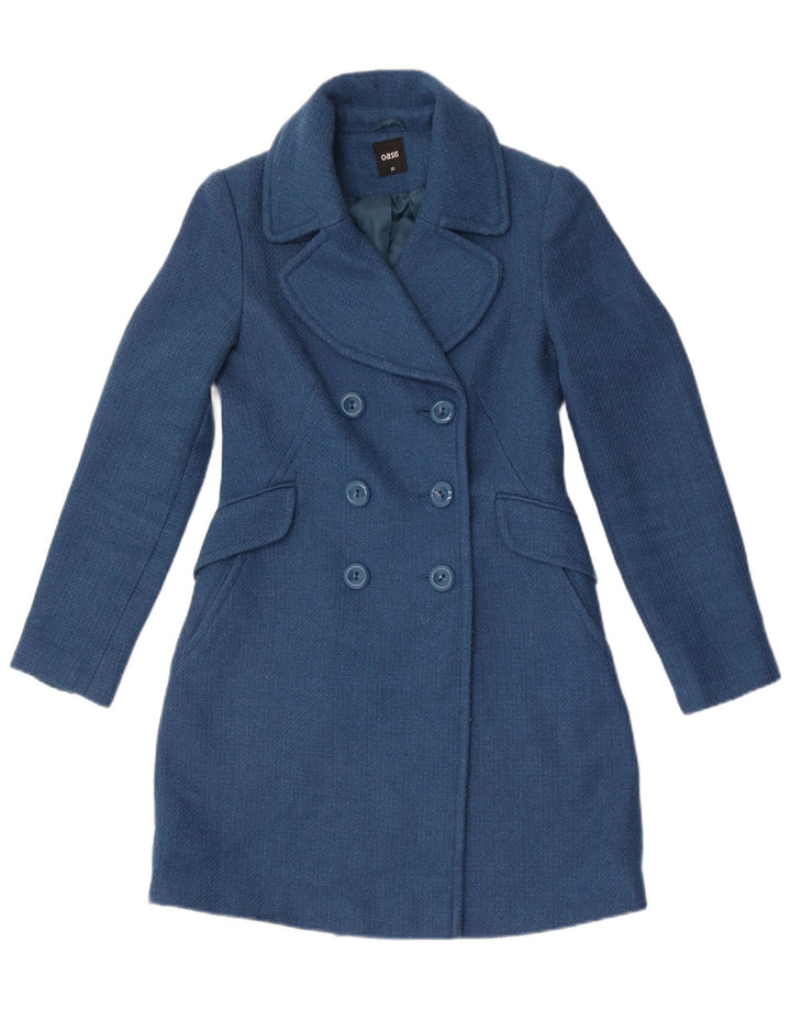 Oasis Zweireihiger Damenmantel UK 6 XS Blau Polyester