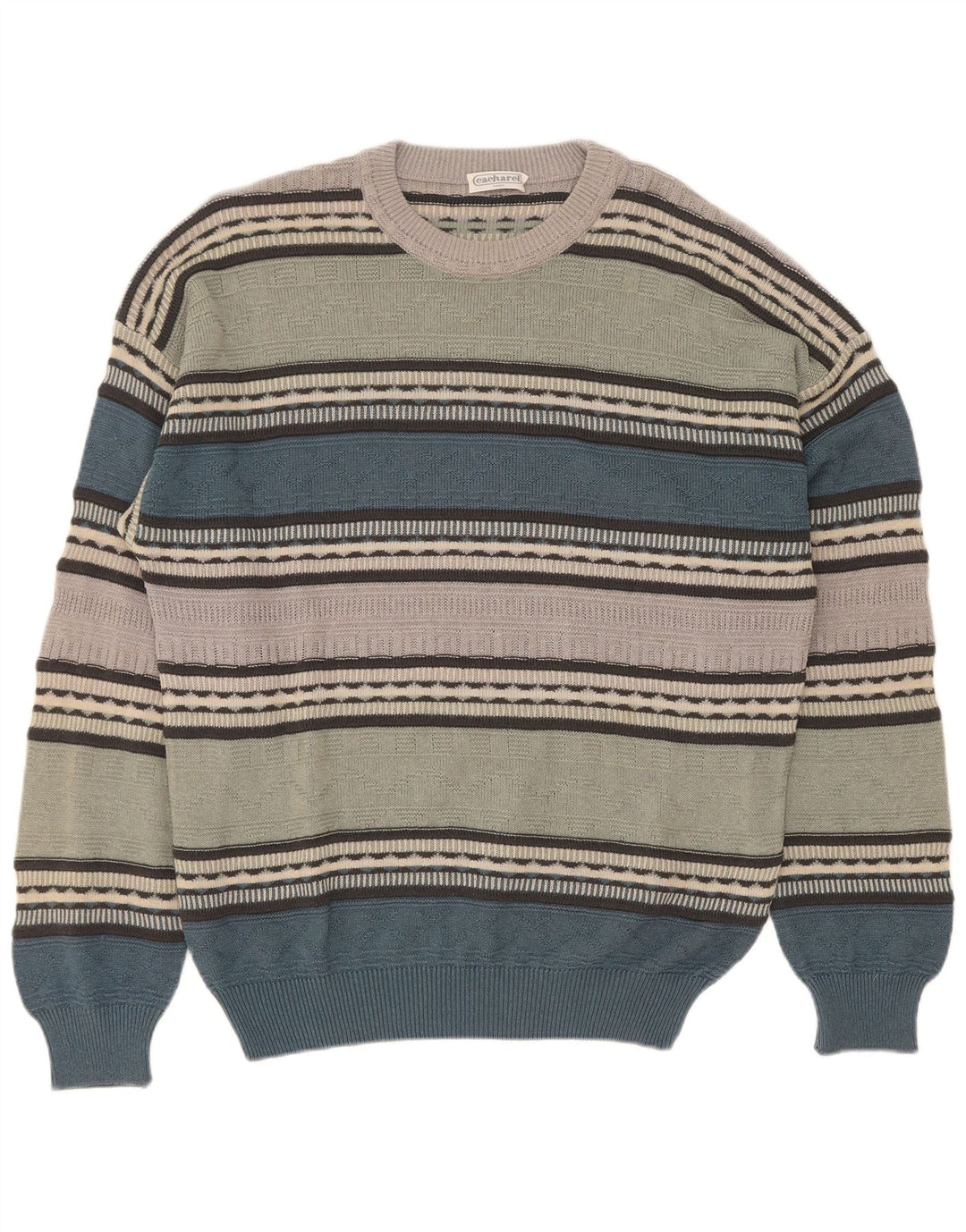 Cacharel Herren-Pullover mit Rundhalsausschnitt, EU 52, groß, grün, Farbblock