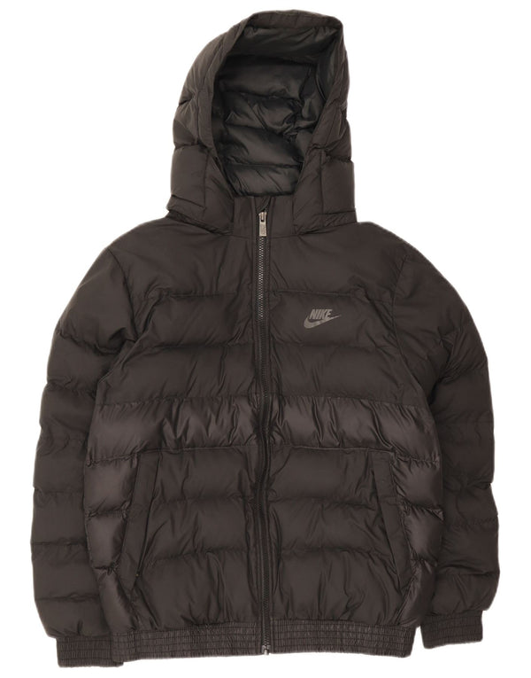 Nike Wattierte Jacke mit Kapuze für Jungen, 13–14 Jahre, XL, schwarzes Farbblock-Polyester