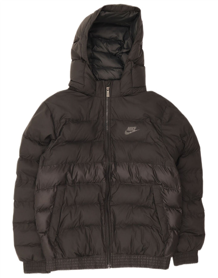 Nike Wattierte Jacke mit Kapuze für Jungen, 13–14 Jahre, XL, schwarzes Farbblock-Polyester