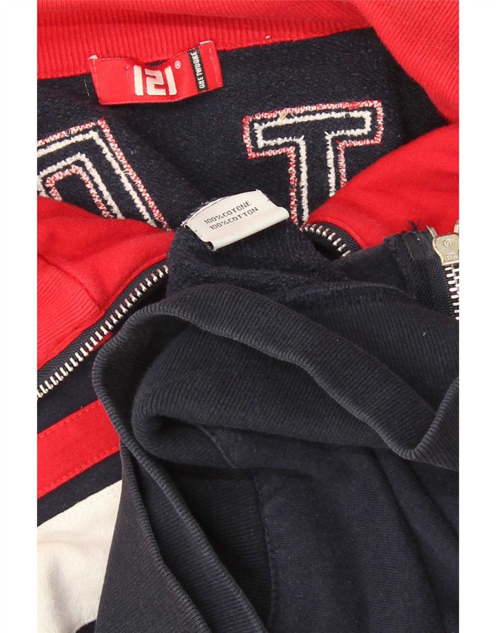 Vintage Herren Motorstyle Trainingsanzug Top Jacke Klein Marineblau Retro