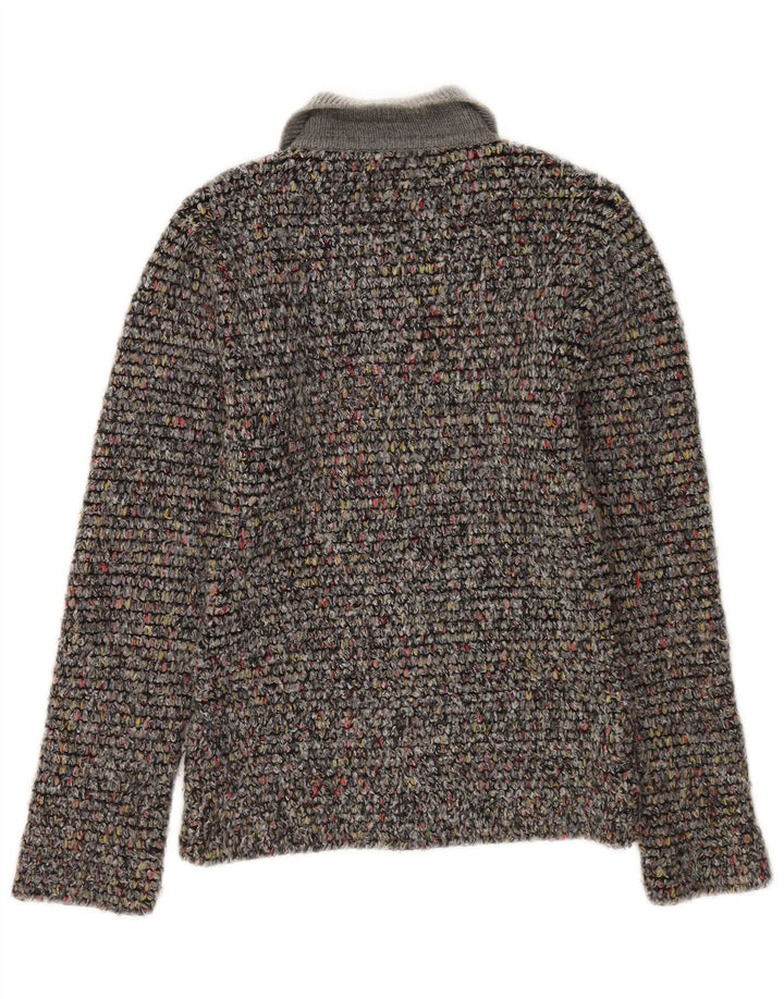 Onyx Damen-Cardigan-Pullover UK 12 Mittelgrau gefleckte Wolle