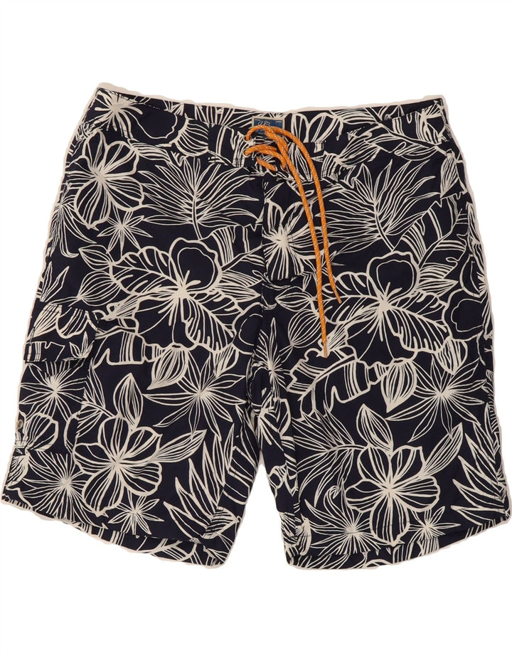 J. CREW Mens Swimming Shorts Medium Navy Blue Floral Vintage J. Crew and Second-Hand J. Crew from Messina Hembry 