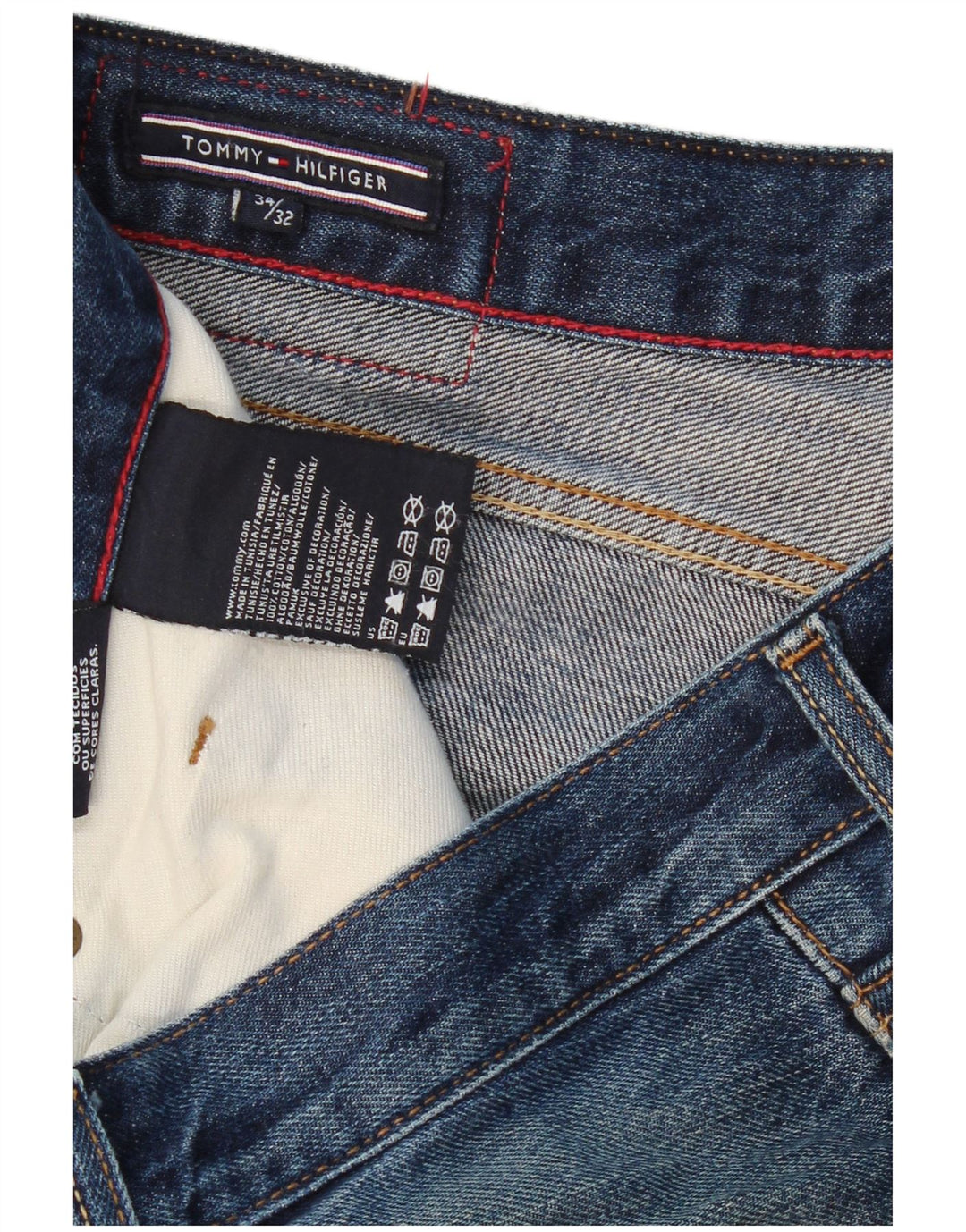 TOMMY HILFIGER Herren Straight Jeans W34 L32 Blaue Baumwolle