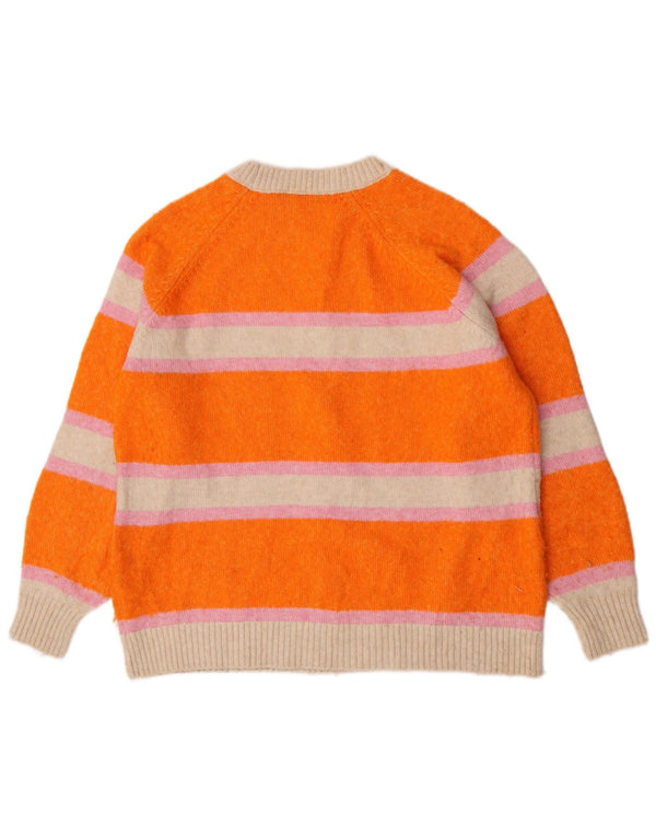 Marks & Spencer Damen-Pullover mit U-Boot-Ausschnitt, Gr. 14, mittelorange gestreift