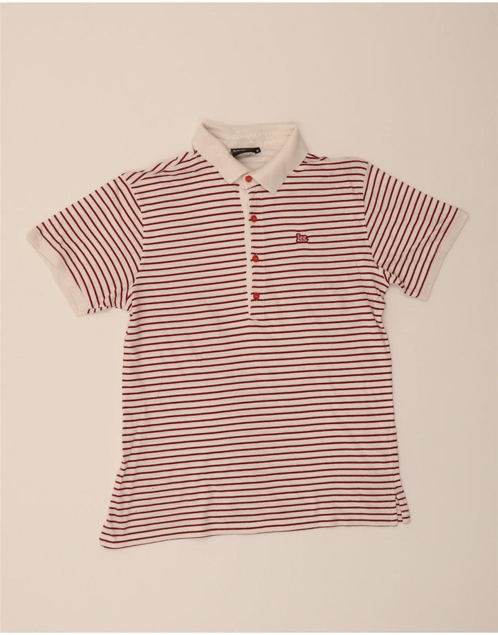 LEE Mens Polo Shirt Medium Burgundy Striped Cotton Vintage Lee and Second-Hand Lee from Messina Hembry 