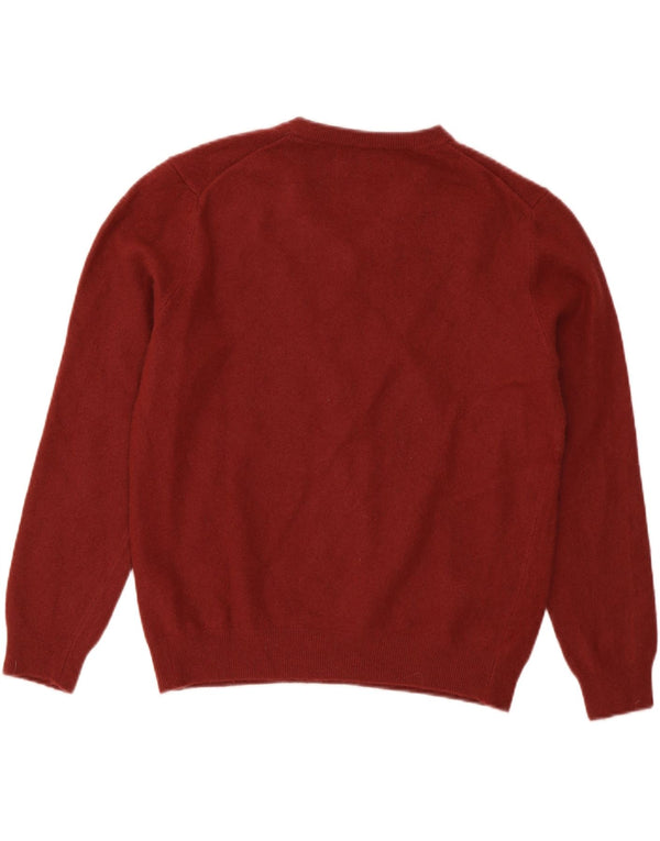 Benetton Mädchen-Pullover mit V-Ausschnitt, 13–14 Jahre, groß, Burgunderrote Schurwolle