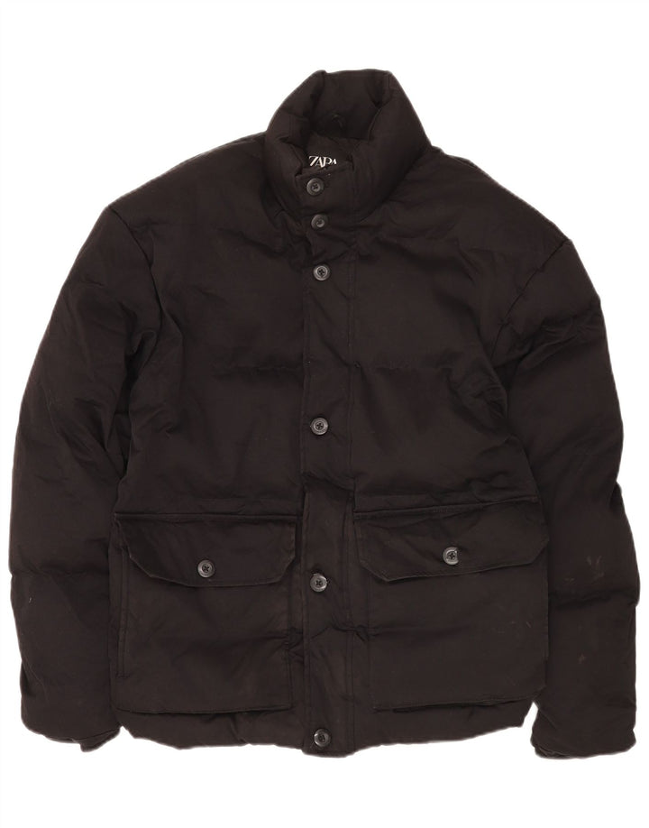 Zara Herren Wattierte Jacke UK 36 Small Schwarz