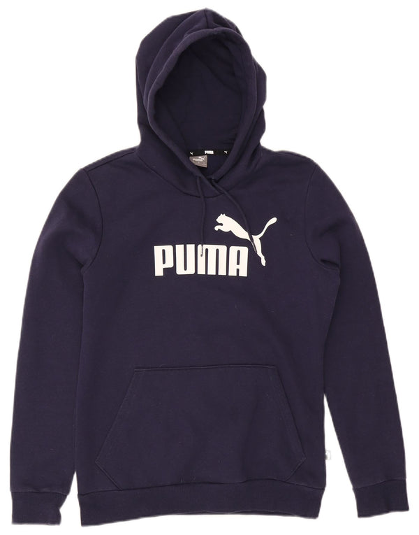 Puma Womens Graphic Hoodie Pullover UK 10 Small Marineblau Baumwolle