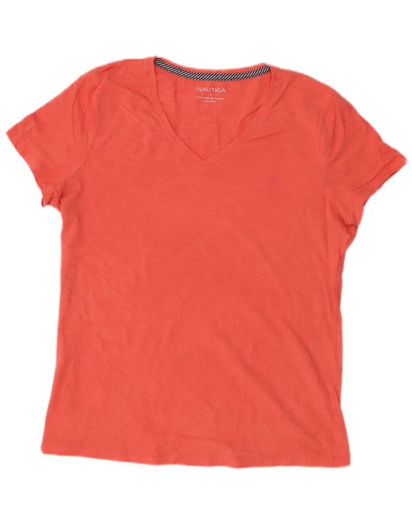 Nautica Damen T-Shirt Top UK 14 Large Orange Baumwolle