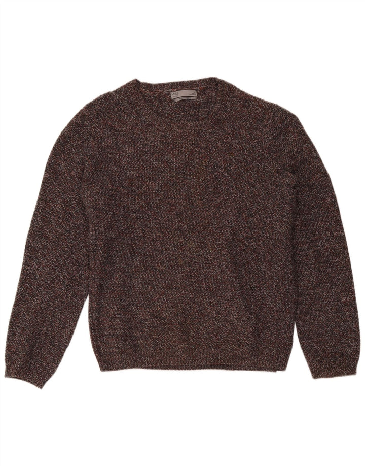 Marks & Spencer Damen-Pullover mit Rundhalsausschnitt, groß, grau gesprenkelte Baumwolle